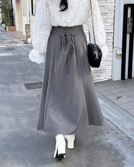 INGNI(イング) バックレースアップマーメイドスカート チャコールグレー