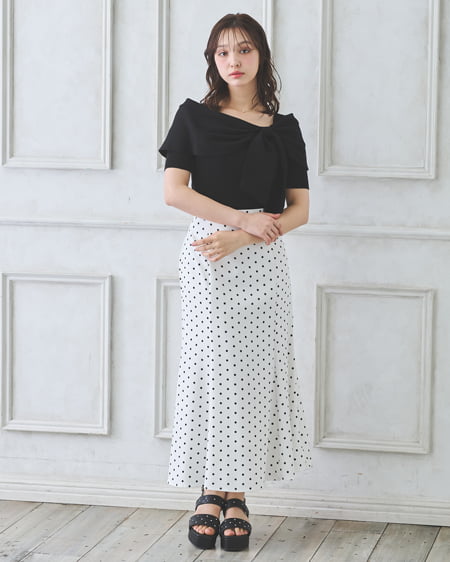 INGNI(イング) バックレースアップマーメイドスカート オフクロ/ドット