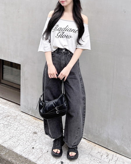 INGNI(イング) デニムカーブパンツ グレー