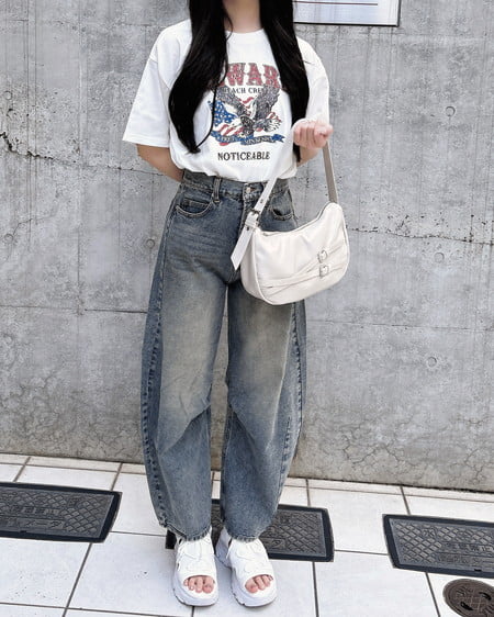 INGNI(イング) デニムカーブパンツ デニム/ブルー