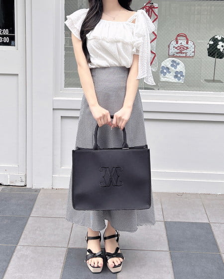 INGNI(イング) バックレースアップマーメイドスカート クロ/ギンガム