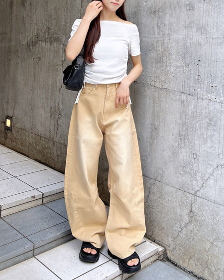 INGNI(イング) デニムカーブパンツ ベージュ