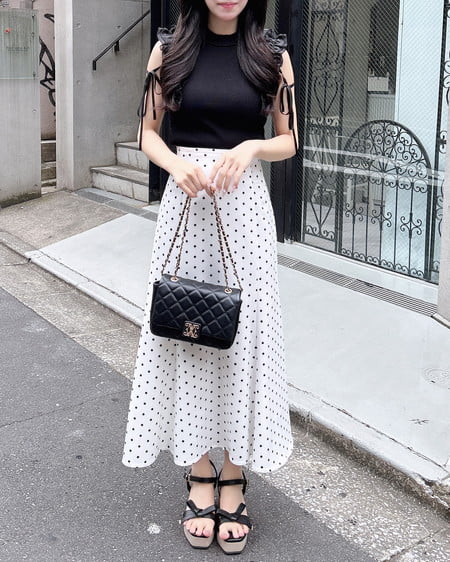 INGNI(イング) バックレースアップマーメイドスカート オフクロ/ドット