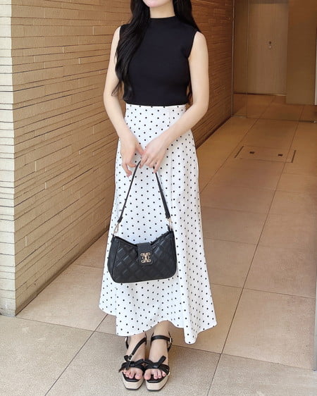 INGNI(イング) バックレースアップマーメイドスカート オフクロ/ドット