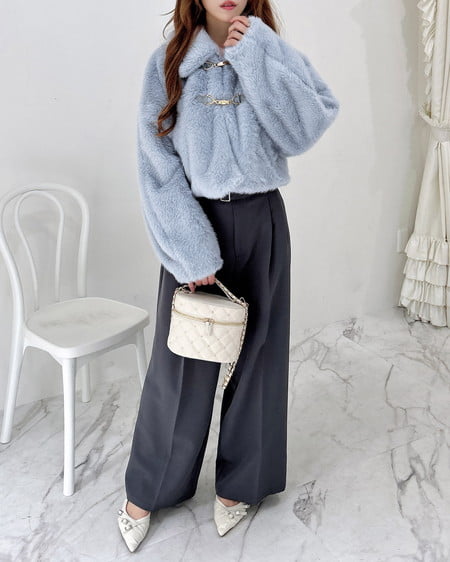 INGNI(イング) 共ベルト付ワイドパンツ チャコールグレー