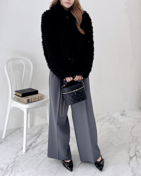 INGNI(イング) 共ベルト付ワイドパンツ チャコールグレー