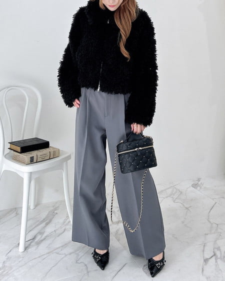 INGNI(イング) 共ベルト付ワイドパンツ チャコールグレー