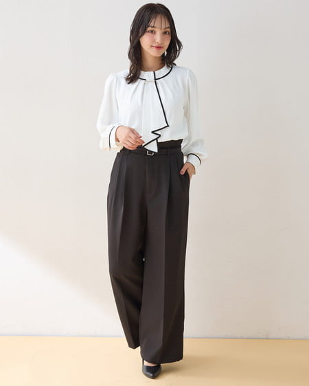 INGNI(イング) 共ベルト付ワイドパンツ クロ