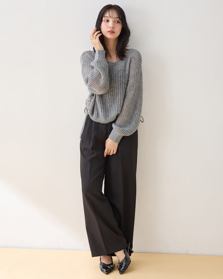 INGNI(イング) 共ベルト付ワイドパンツ クロ