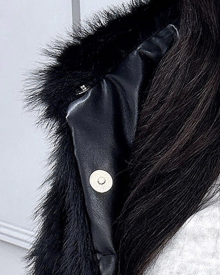 INGNI(イング) マグネットボタンスタンドカラーエコファーコート クロ