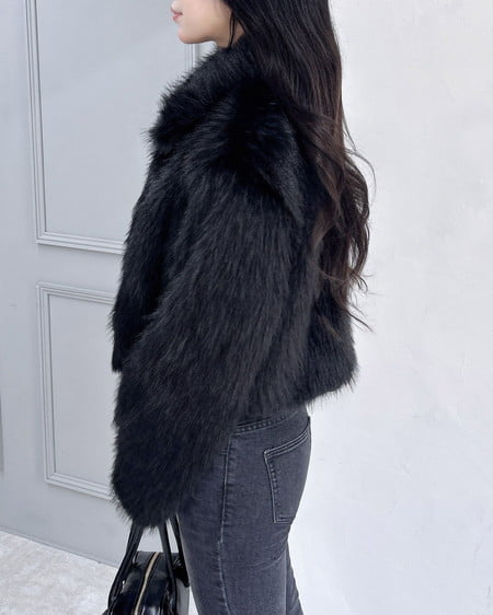 INGNI(イング) マグネットボタンスタンドカラーエコファーコート クロ