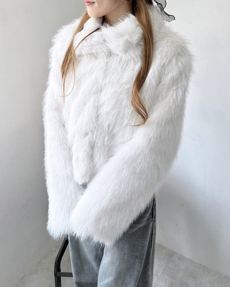 INGNI(イング) マグネットボタンスタンドカラーエコファーコート アイボリー