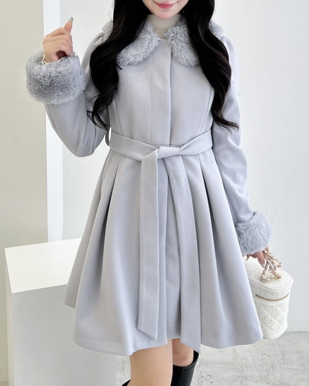 INGNI(イング) エコファー取り外し4Wayドーリーコート グレー