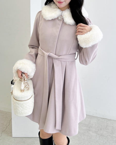 INGNI(イング) エコファー取り外し4Wayドーリーコート ピンク