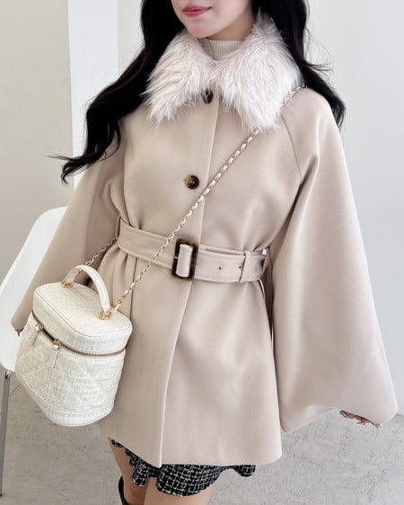 INGNI(イング) エコファー取り外しケープライクコート アイボリー