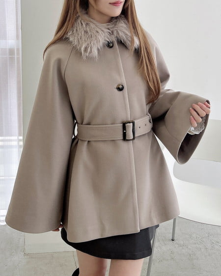 INGNI(イング) エコファー取り外しケープライクコート グレージュ