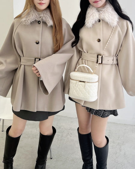 INGNI(イング) エコファー取り外しケープライクコート アイボリー