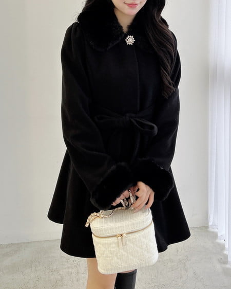 INGNI(イング) エコファー取り外し4Wayドーリーコート クロ