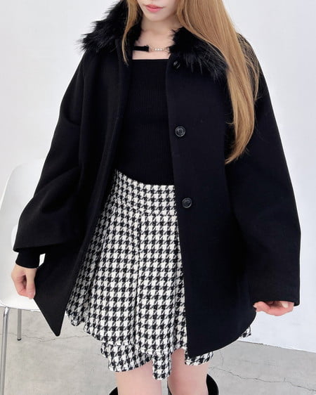 INGNI(イング) エコファー取り外しケープライクコート クロ