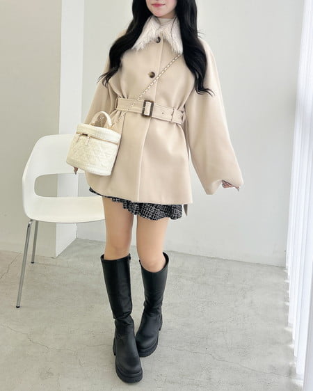 INGNI(イング) エコファー取り外しケープライクコート アイボリー