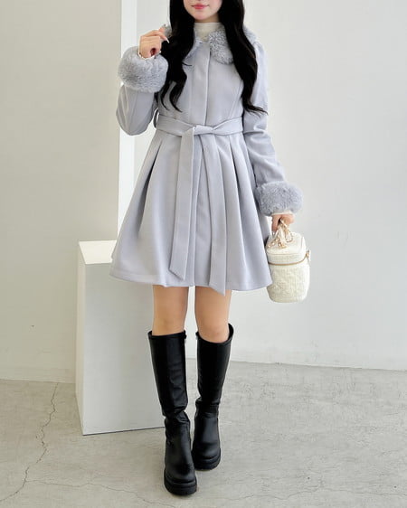 INGNI(イング) エコファー取り外し4Wayドーリーコート グレー