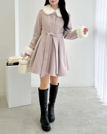 INGNI(イング) エコファー取り外し4Wayドーリーコート ピンク