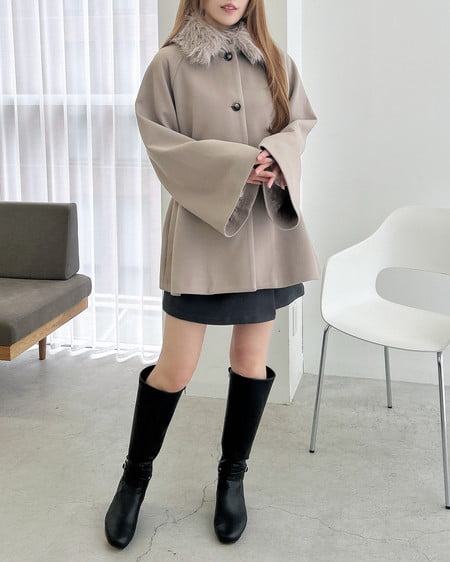 INGNI(イング) エコファー取り外しケープライクコート グレージュ