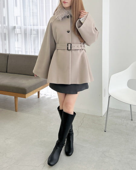 INGNI(イング) エコファー取り外しケープライクコート グレージュ