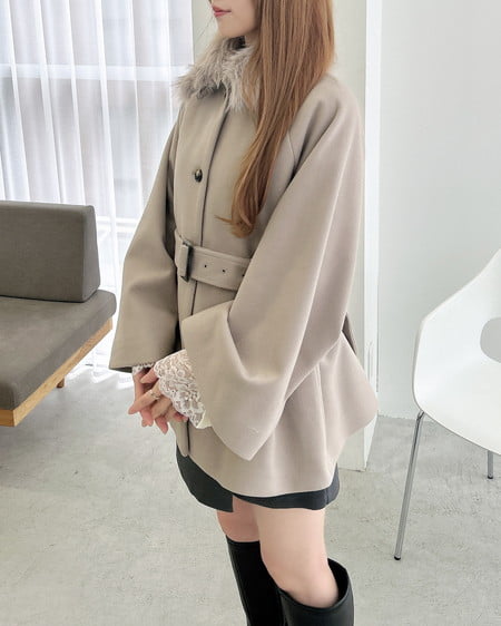 INGNI(イング) エコファー取り外しケープライクコート グレージュ