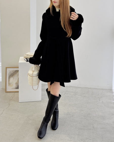 INGNI(イング) エコファー取り外し4Wayドーリーコート クロ