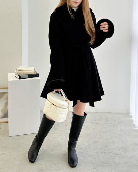 INGNI(イング) エコファー取り外し4Wayドーリーコート クロ