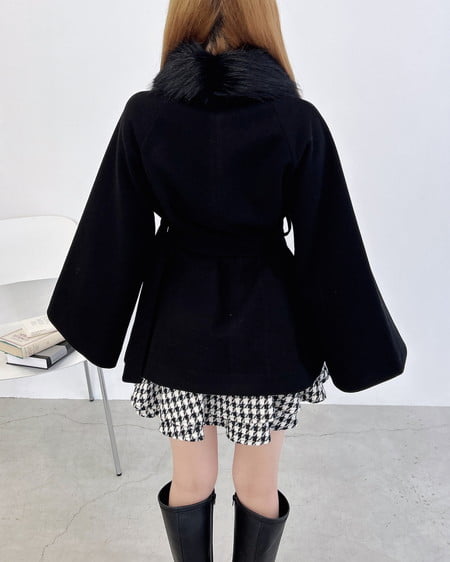 INGNI(イング) エコファー取り外しケープライクコート クロ