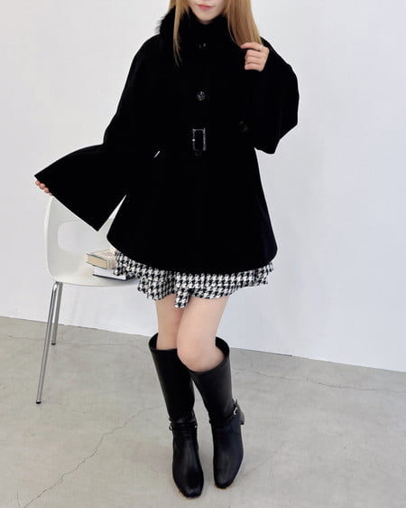 INGNI(イング) エコファー取り外しケープライクコート クロ