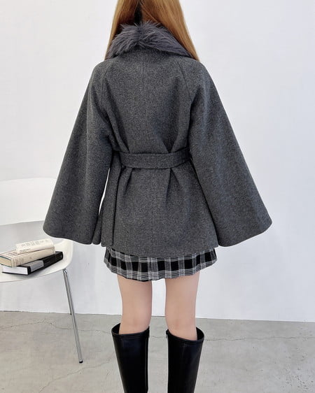 INGNI(イング) エコファー取り外しケープライクコート グレー/モク