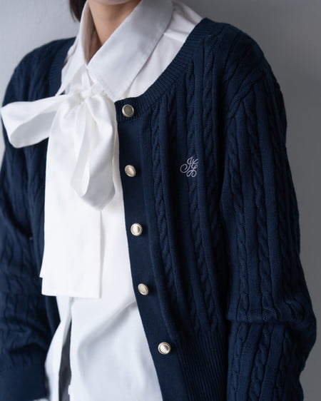 INGNI(イング) 胸刺繍金ボタンケーブルニットカーディガン コン