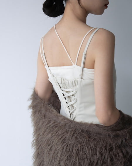 INGNI(イング) バックレースアップアシメスリットキャミワンピース ライトベージュ