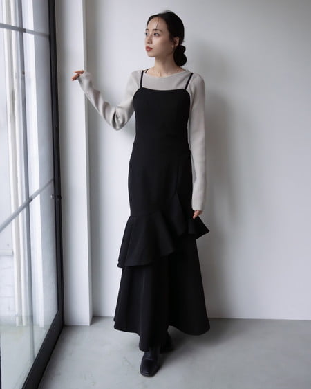 INGNI(イング) ボートネック袖金ボタンニット グレージュ