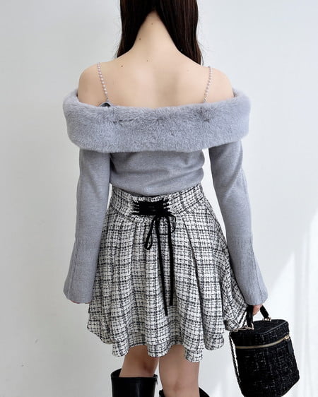 INGNI(イング) 2Wayエコファーオフショルニット グレー