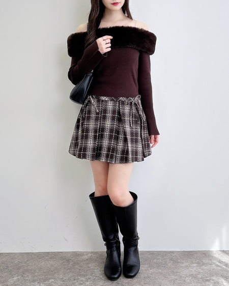 INGNI(イング) 2Wayエコファーオフショルニット ブラウン