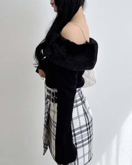 INGNI(イング) 2Wayエコファーオフショルニット クロ