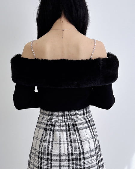 INGNI(イング) 2Wayエコファーオフショルニット クロ