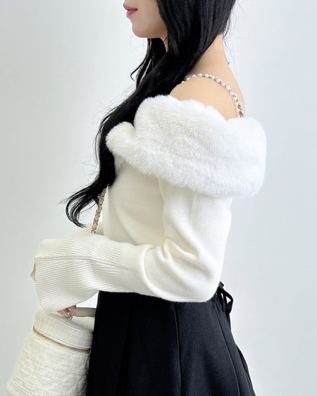 INGNI(イング) 2Wayエコファーオフショルニット アイボリー