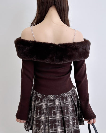 INGNI(イング) 2Wayエコファーオフショルニット ブラウン