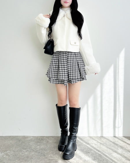 INGNI(イング) ツイードタックミニフレアスカート チドリ