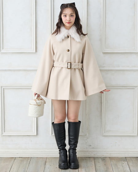 INGNI(イング) エコファー取り外しケープライクコート アイボリー