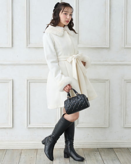 INGNI(イング) エコファー取り外し4Wayドーリーコート オフホワイト