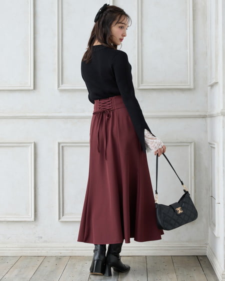 INGNI(イング) バックレースアップマーメイドスカート ボルドー