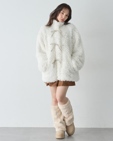 INGNI(イング) リボン取り外しスタンドボアブルゾン アイボリー