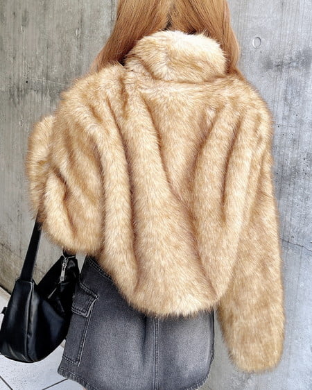 INGNI(イング) マグネットボタンスタンドカラーエコファーコート ブラウン/ミックス