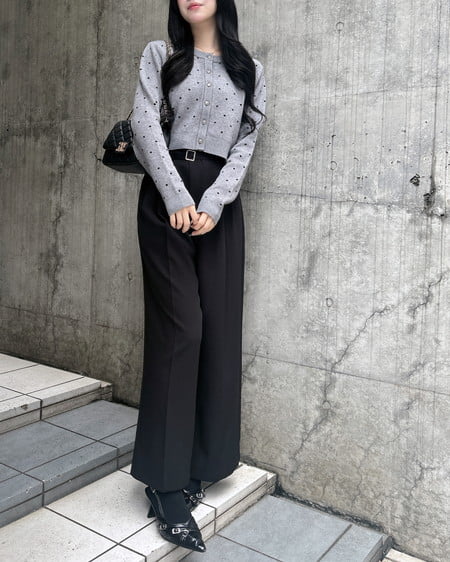 INGNI(イング) 共ベルト付ワイドパンツ クロ